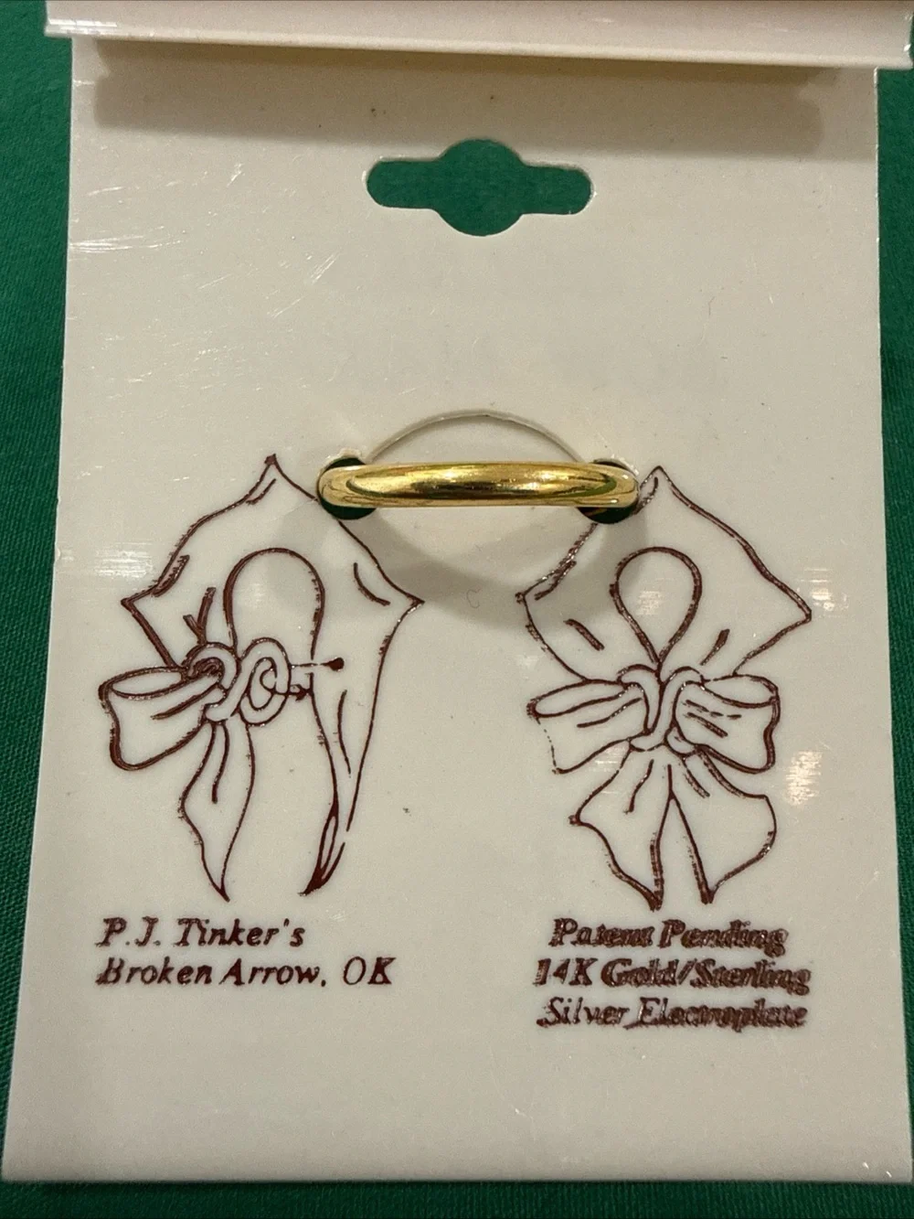 P.J. Tinker’s Golden Bow Maker Scarf Ring 14k Gold Plated. 51B